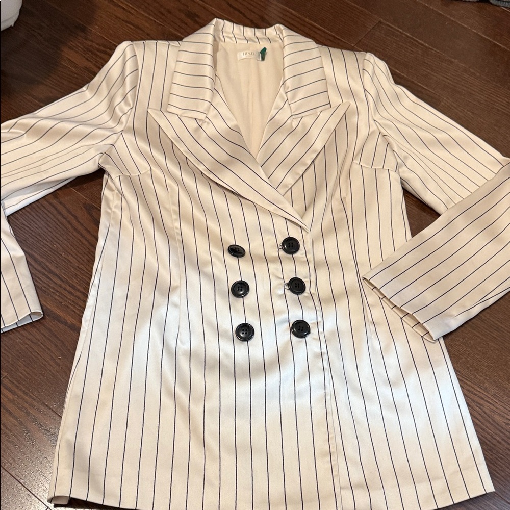 Rixo Striped Double Breasted Blazer Jacket